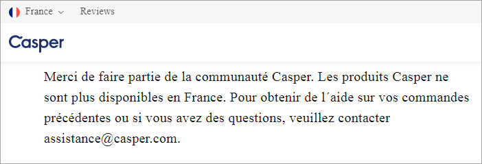 Le site de Casper indisponible en France